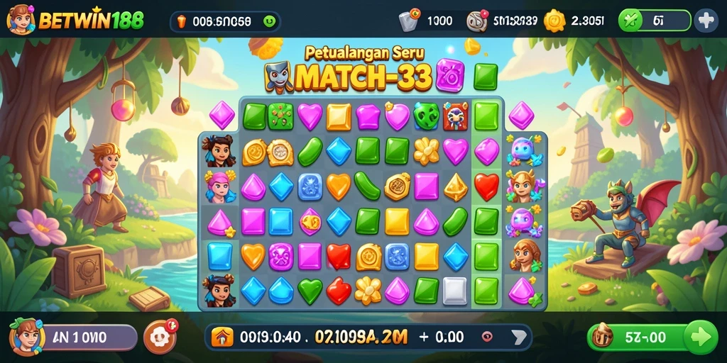 Screenshot gameplay BETWIN188 menampilkan momen seru dalam mencocokkan elemen.