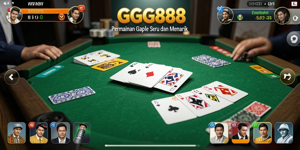 Screenshot GGG888 menampilkan gameplay Gaple yang seru dan interaktif.