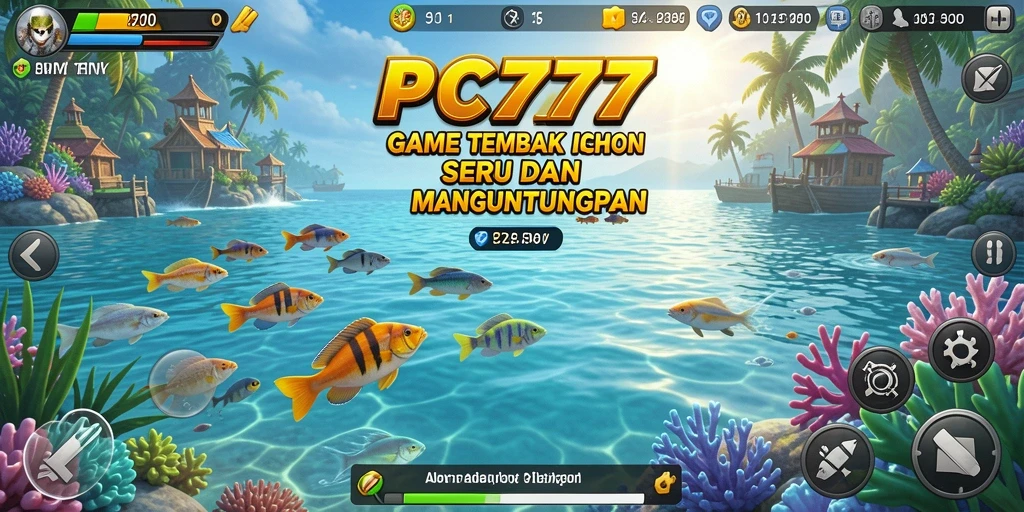Tampilan gameplay seru dari PC777 yang menunjukkan aksi menangkap ikan.